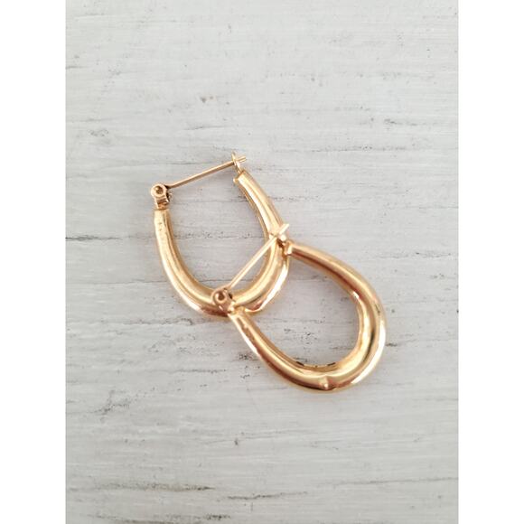Vintage 14K Gold Hollow Hoop Earrings - Picture 1 of 7